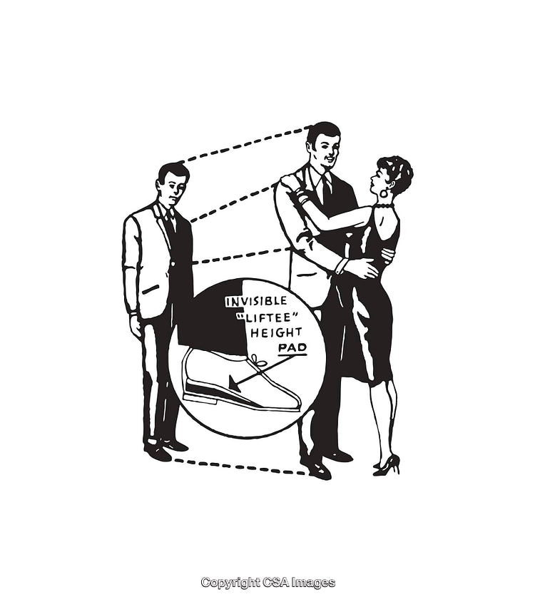 Black and White Illustration of Height Lift Shoe Pads For Enhanced Appearance