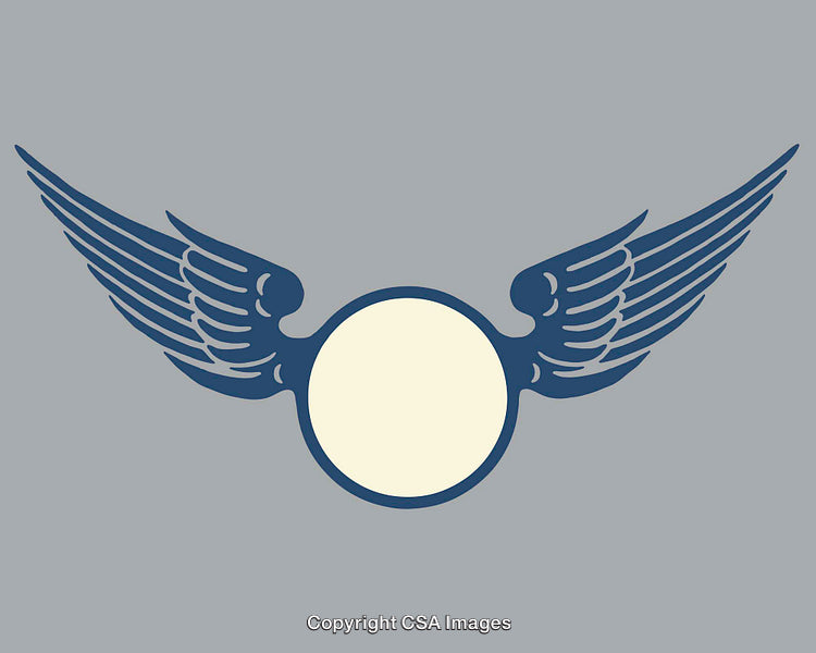 Winged Emblem Featuring Circular Design and Symmetrical Wings