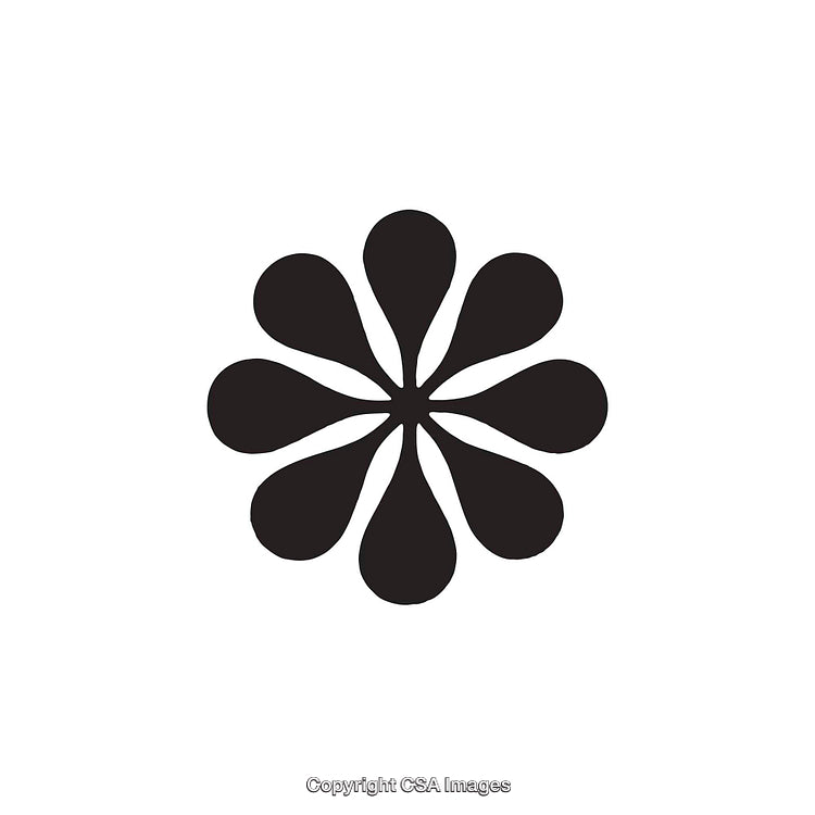 Abstract Floral Shape Design in Black on White Background