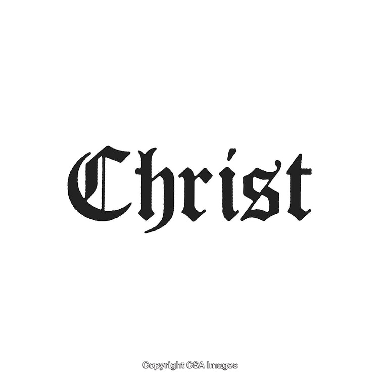 Elegant Blackletter Calligraphy of the Word Christ on White Background