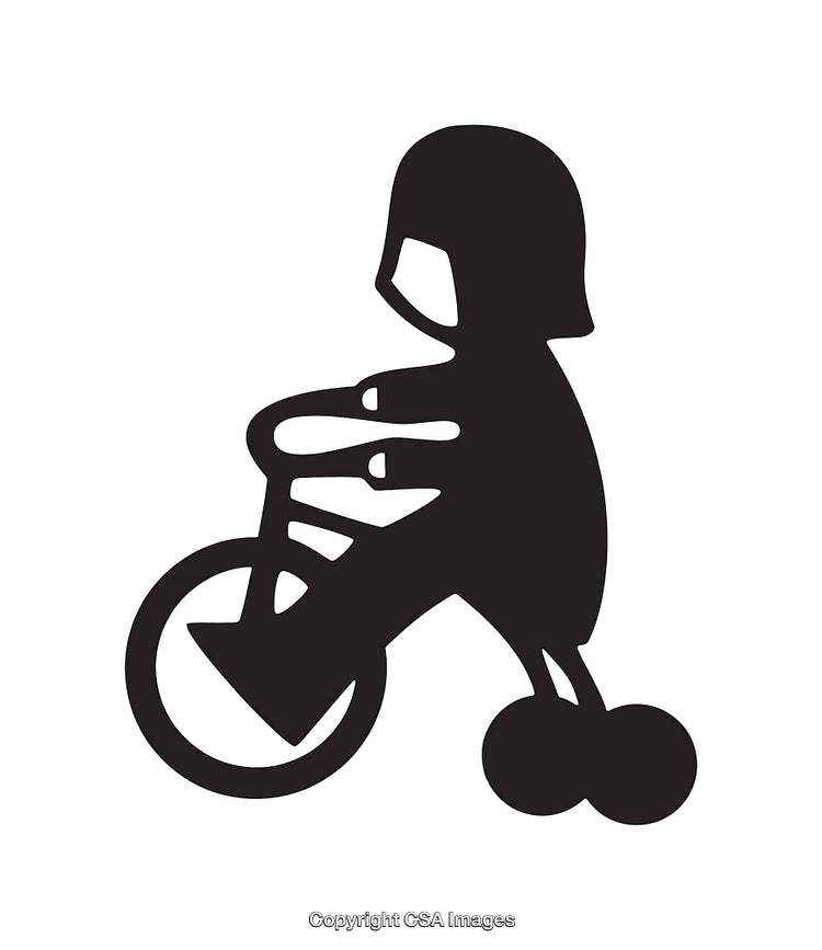 Minimalist Black and White Icon Depicting a Person on a Bicycle