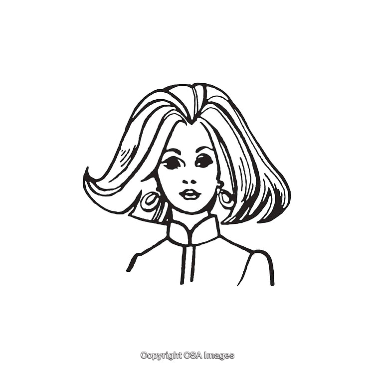 Black and White Line Art of a Stylish Woman's Portrait