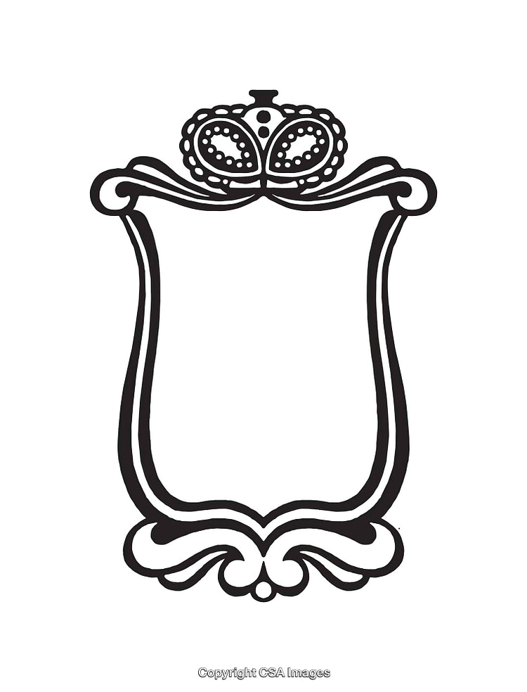 Ornate Black and White Crowned Frame Illustration Design