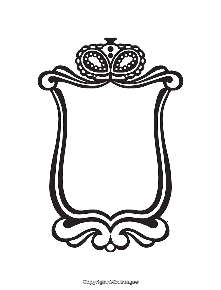 Ornate Black and White Crowned Frame Illustration Design