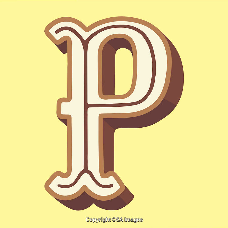 Bold Retro-Styled Letter P With Playful Colors and Shadow Details