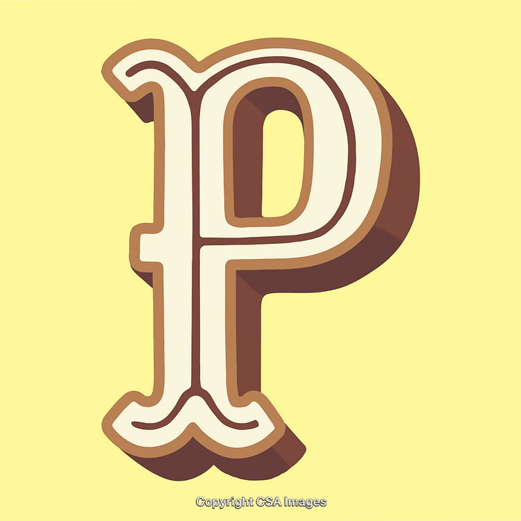 Bold Retro-Styled Letter P With Playful Colors and Shadow Details