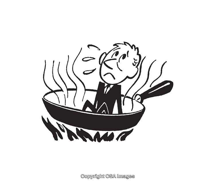 Illustration of a Person Looking Stressed in a Frying Pan
