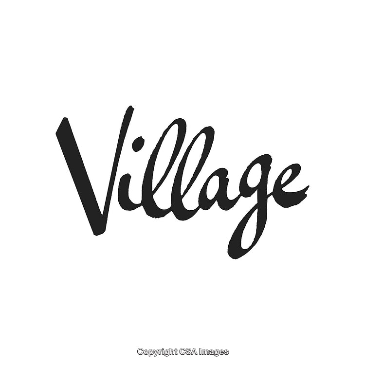 Handwritten Village Text Design in Bold Black Font on White Background