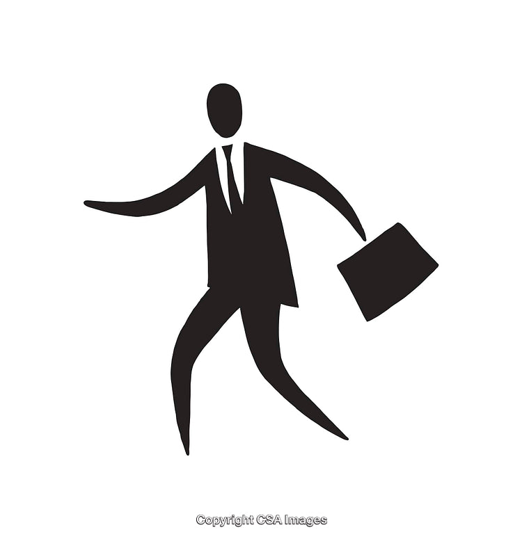 Silhouette of a Business Person Carrying a Briefcase in Motion