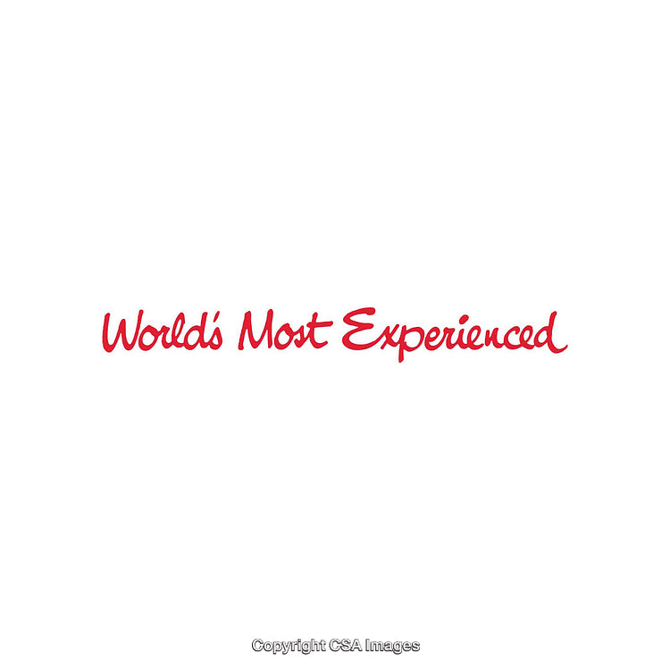 Red Handwritten Font Reading 'World's Most Experienced' on White Background
