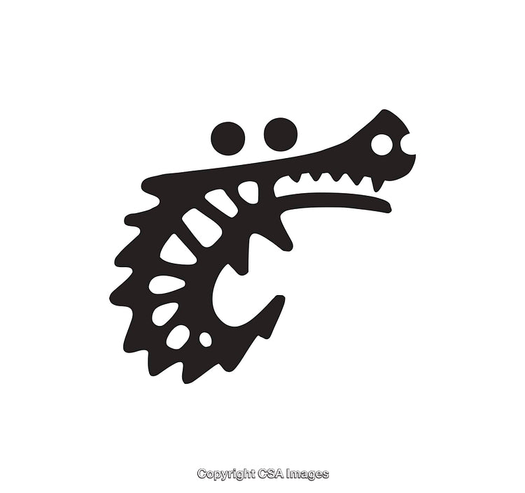 Black And White Abstract Illustration of a Stylized Dragon Head Silhouette