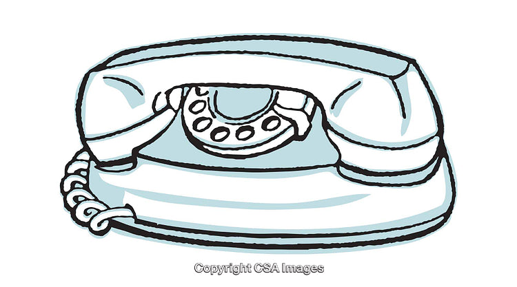 Vintage Illustration of a Retro Rotary Telephone in Blue Hues
