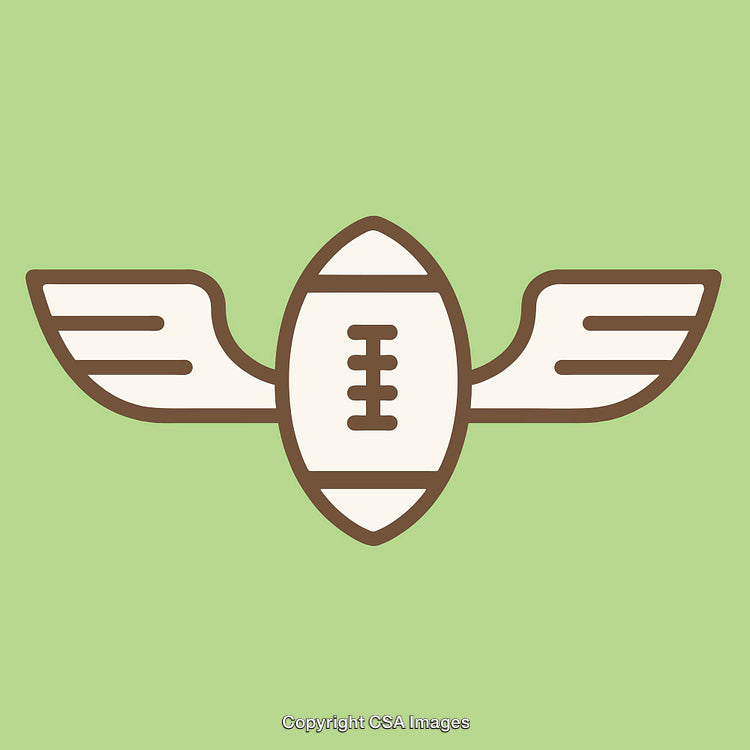 Minimalistic Winged Football Illustration on a Neutral Background