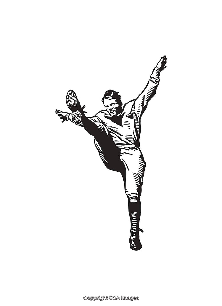 Stylized Black and White Illustration of an Athletic Action Pose