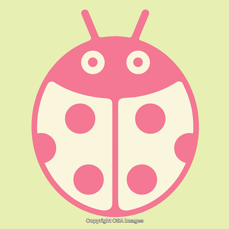 Pink Ladybug Illustration on Light Green Background