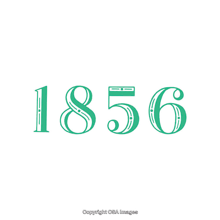 Elegant Green 1856 Typography on White Background in Decorative Font Style