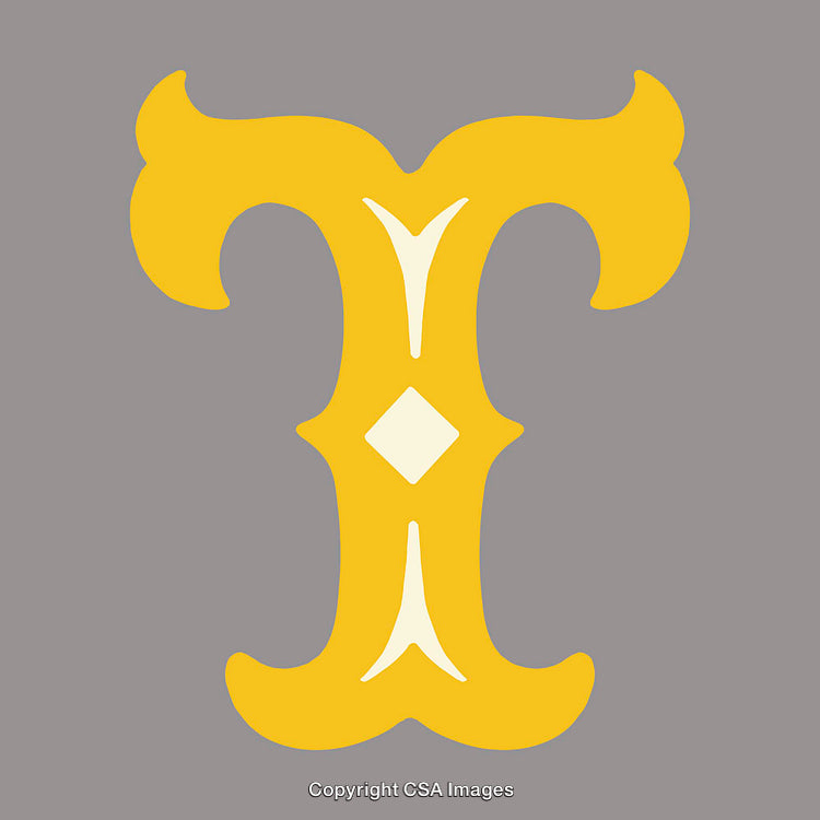 Elegant Yellow Letter T on a Gray Background Illustration Art