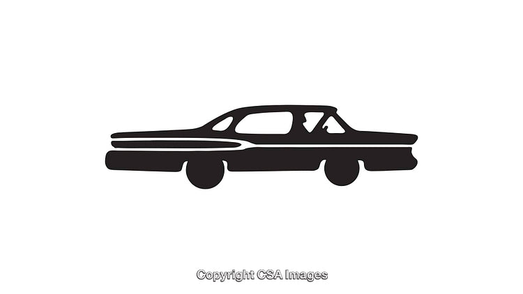 Retro Style Black and White Vintage Car Silhouette Icon Art