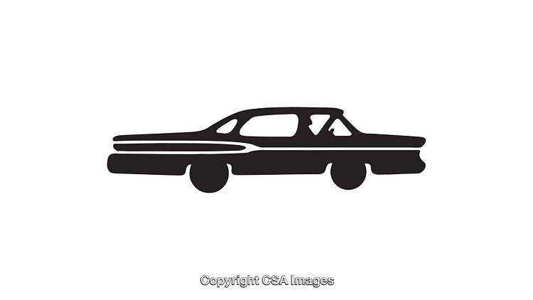 Retro Style Black and White Vintage Car Silhouette Icon Art