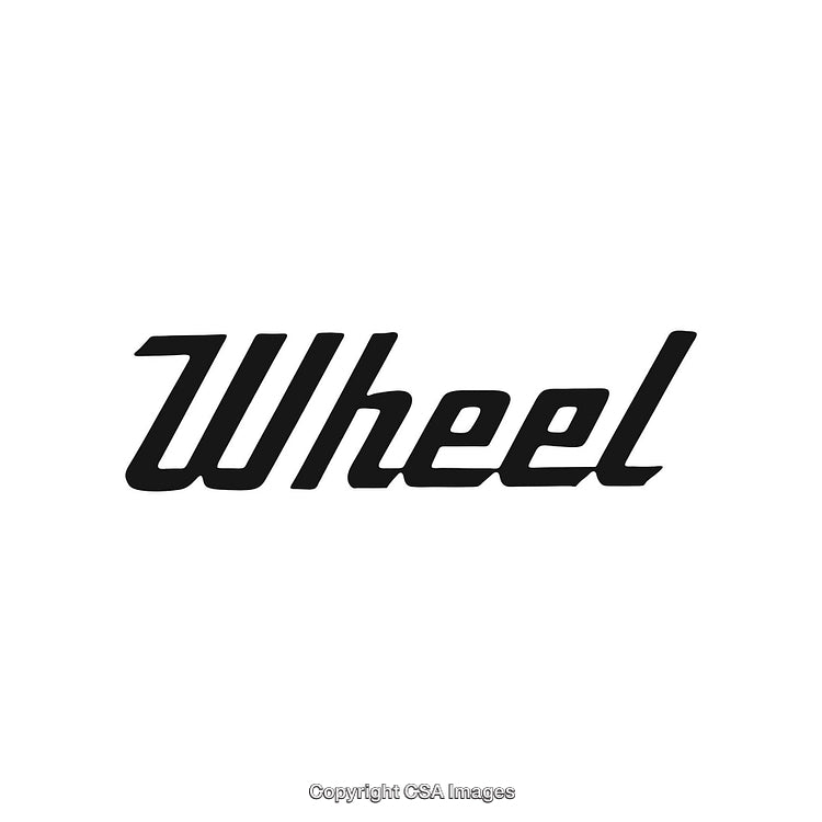 Elegant Stylized Word 'Wheel' in Clean Black Script Typeface