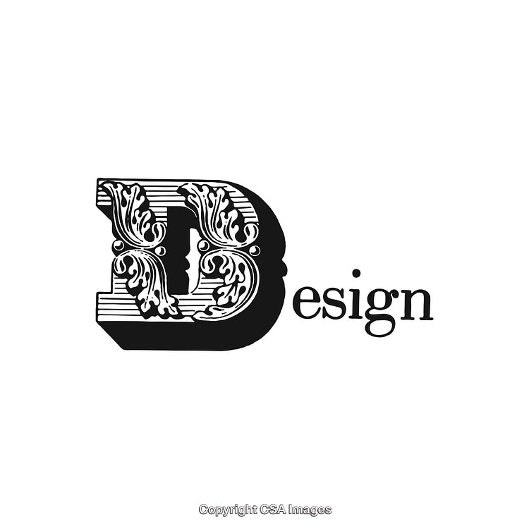 Elegant Letter D Design with Ornate Vintage Floral Patterns