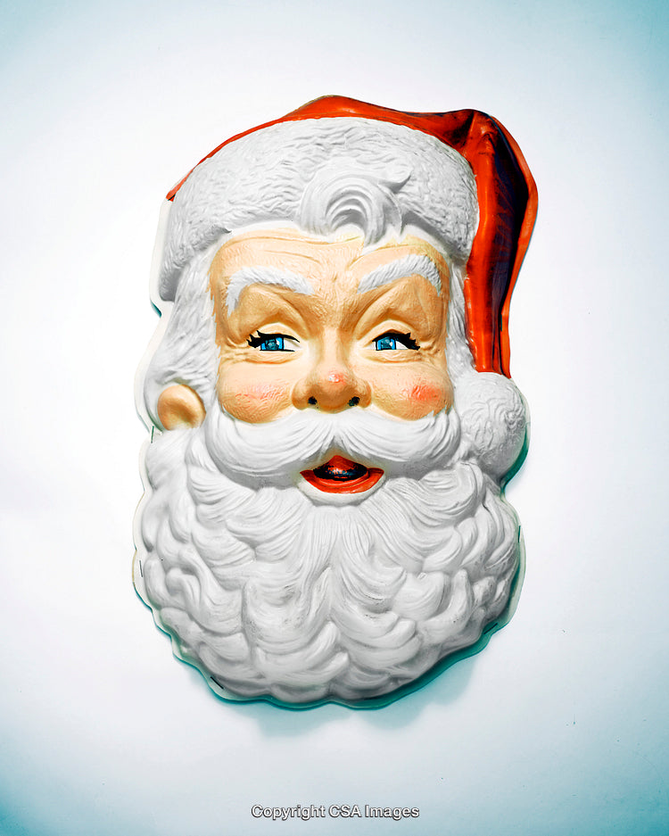 Vintage Santa Claus Wall Decoration with Vibrant Colors on White Background