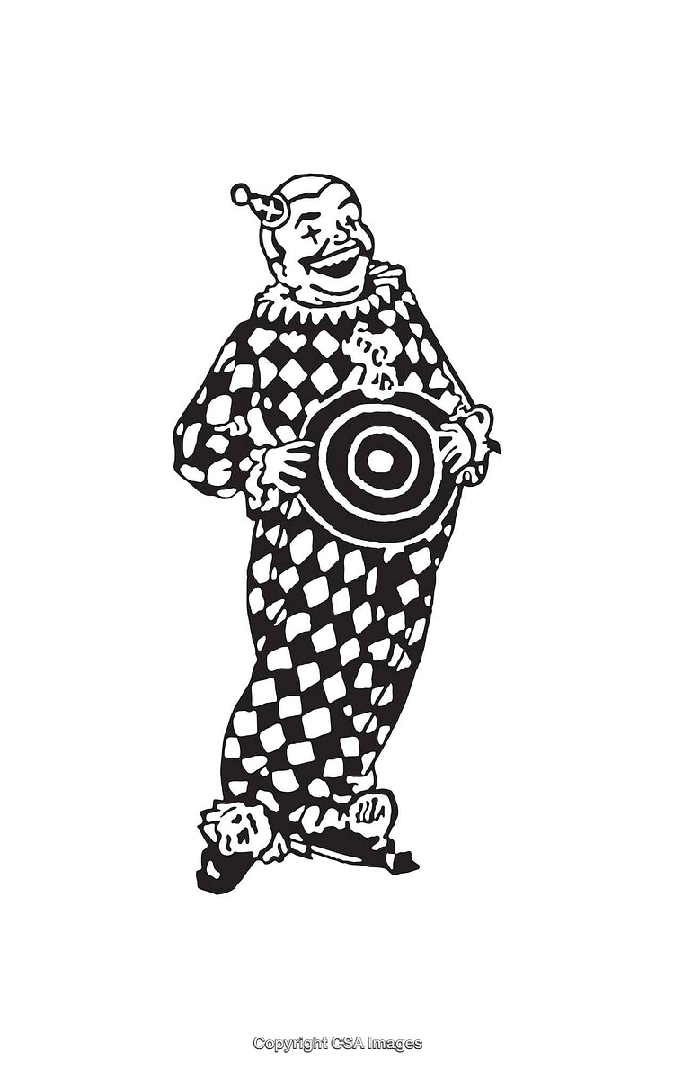 Classic Black and White Harlequin Clown Illustration