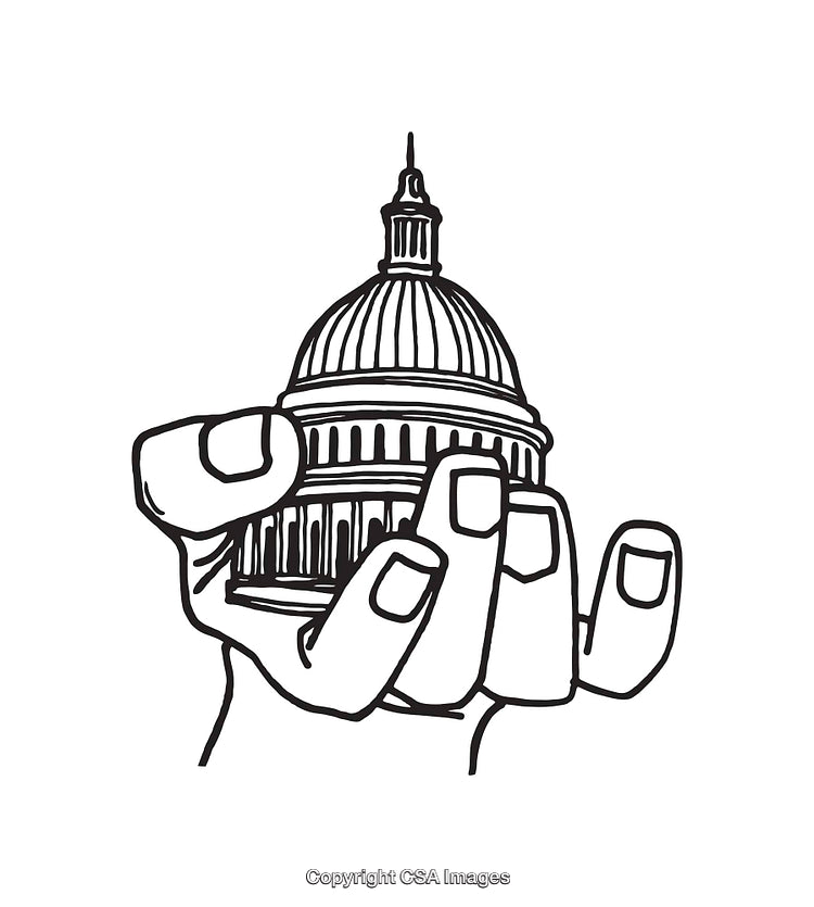 Illustration of a Hand Holding a Capitol Building Dome