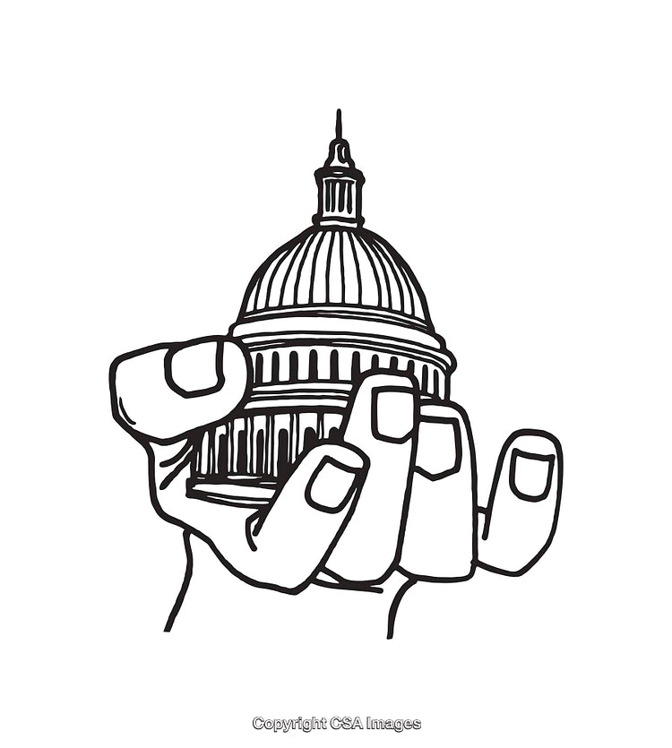 Illustration of a Hand Holding a Capitol Building Dome