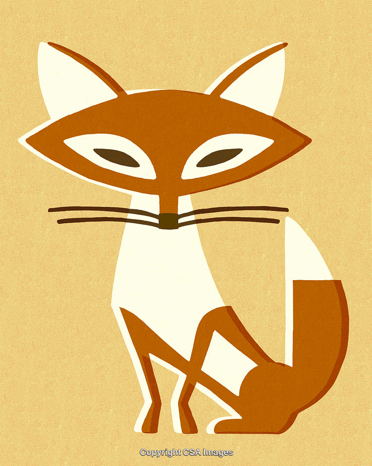 Cartoon Illustration of a Stylized Fox in Simplistic Art Style