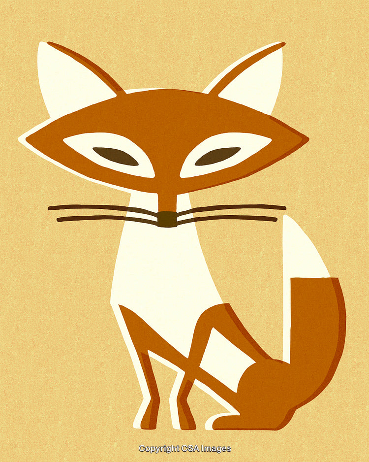 Cartoon Illustration of a Stylized Fox in Simplistic Art Style