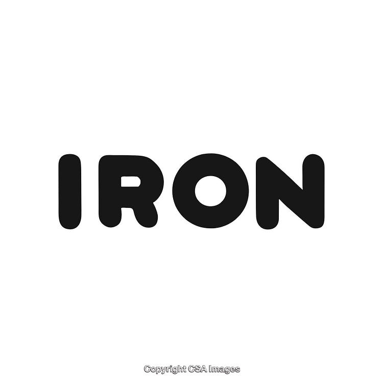 Modern Bold Typography of the Word 'Iron' on White Background