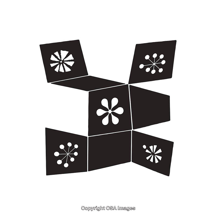 Abstract Black and White Geometric Shapes with Unique Symbols