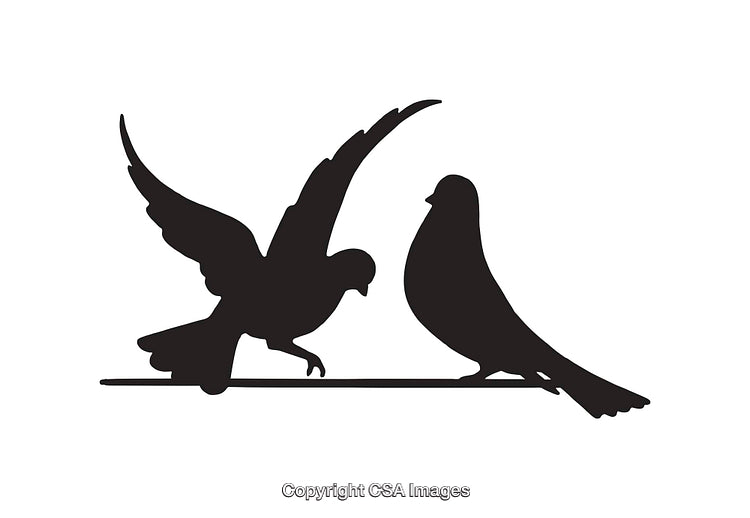 Silhouette Of Two Birds Perching On A Branch In Minimalist Display