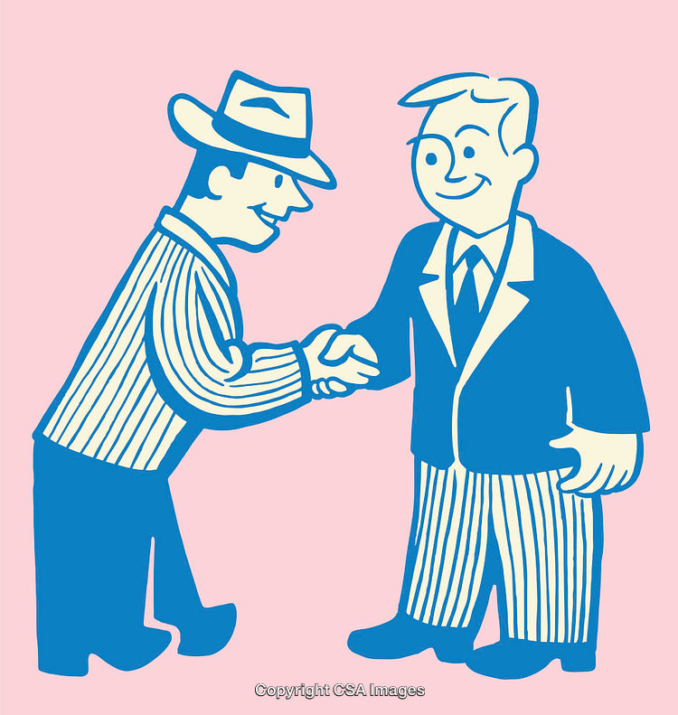 Retro Style Handshake Between Two Professional Businessmen