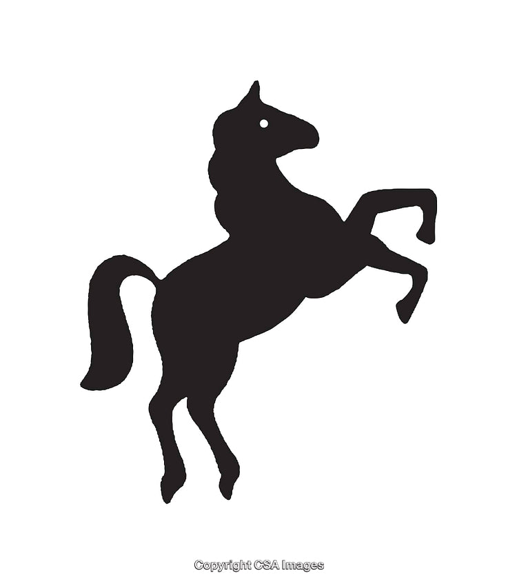 Silhouette of a Rearing Horse in Black and White Design