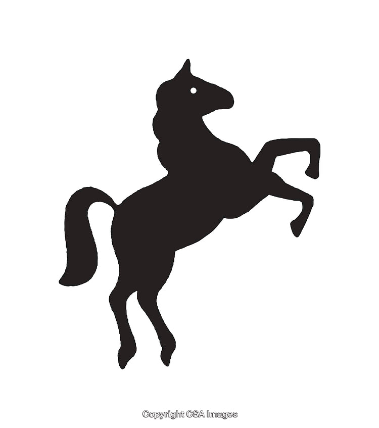 Silhouette of a Rearing Horse in Black and White Design