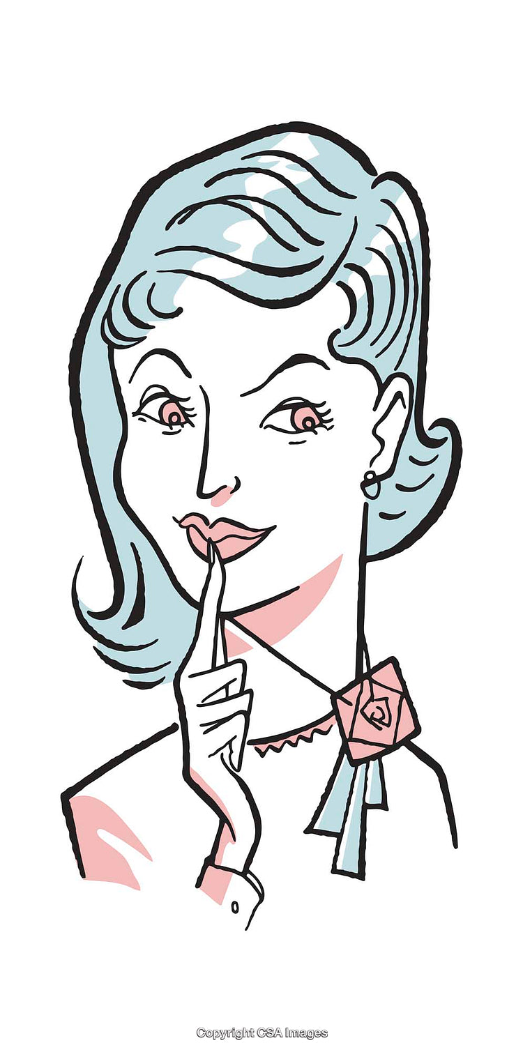 Retro Style Portrait of a Woman with a Quiet Gesture