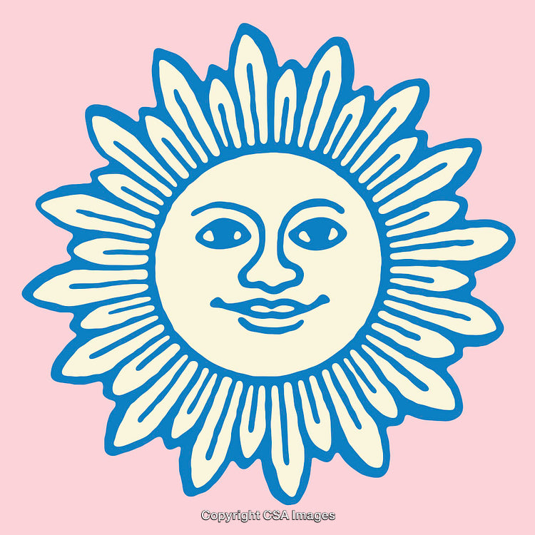 Vibrant Hand-Drawn Sun Illustration with a Smiling Face and Radiant Rays