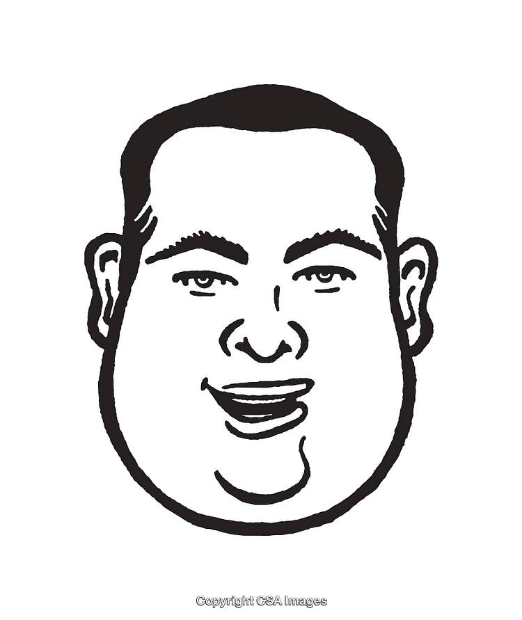 Black and White Line Art Illustration of a Smiling Face