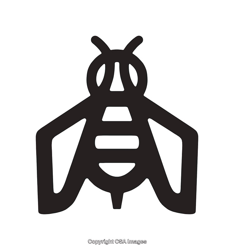 Stylized Black and White Bee Icon For Digital or Print Use