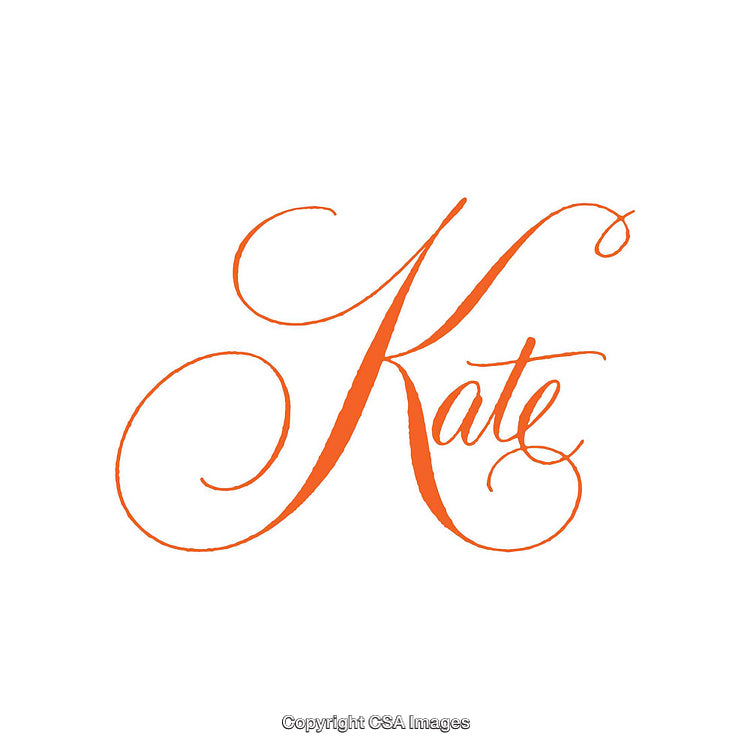 Beautiful Orange Calligraphy Design Featuring the Name Kate on White Background