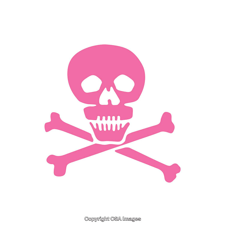 Pink Skull and Crossbones Icon on White Background
