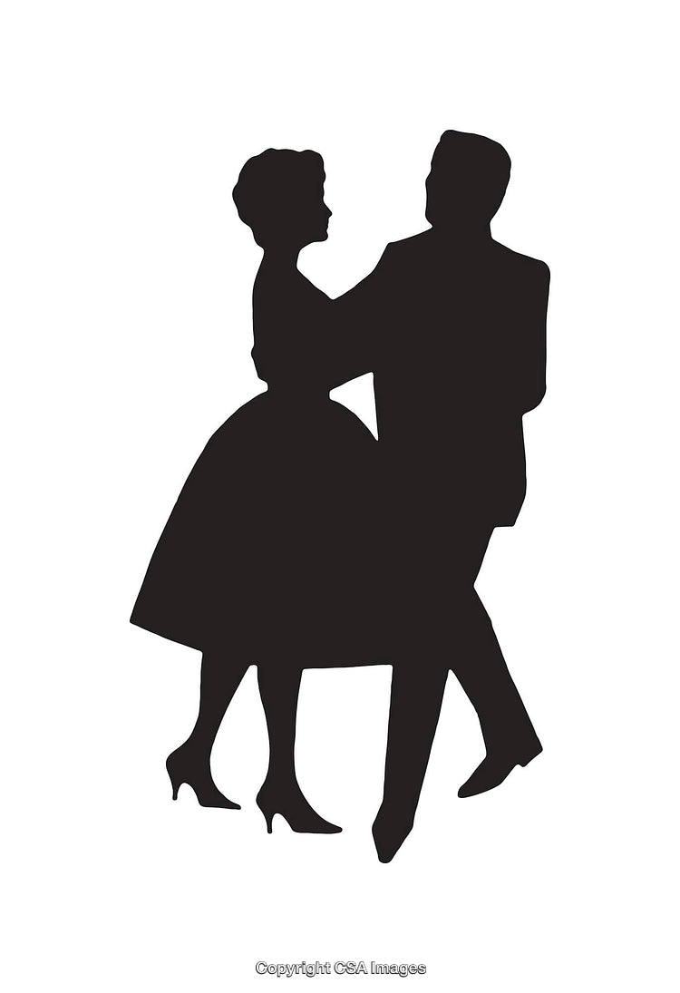 Silhouette of a Couple Dancing Elegantly Wearing Retro Fashion Style