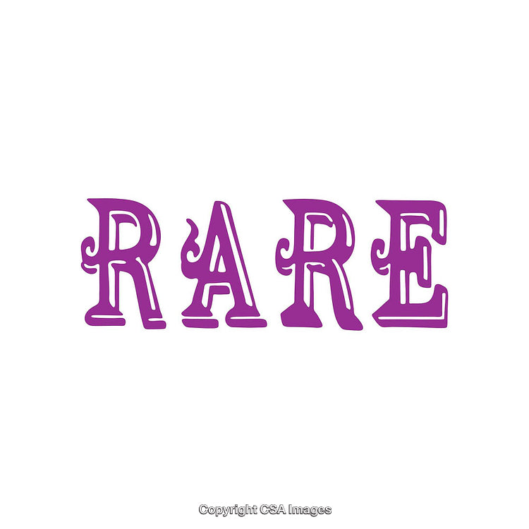 Bold Purple 'Rare' Text on a Crisp White Background