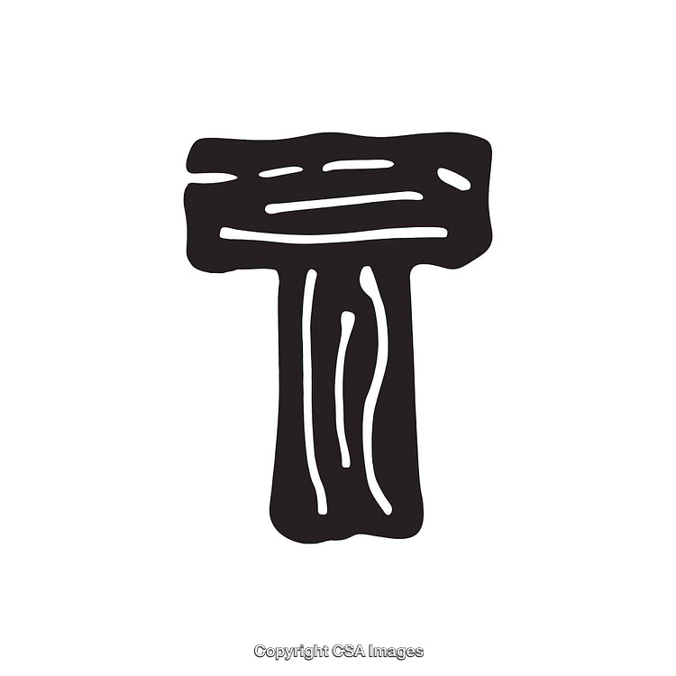 Rustic Wood-Styled Letter T Icon with Bold Black Design