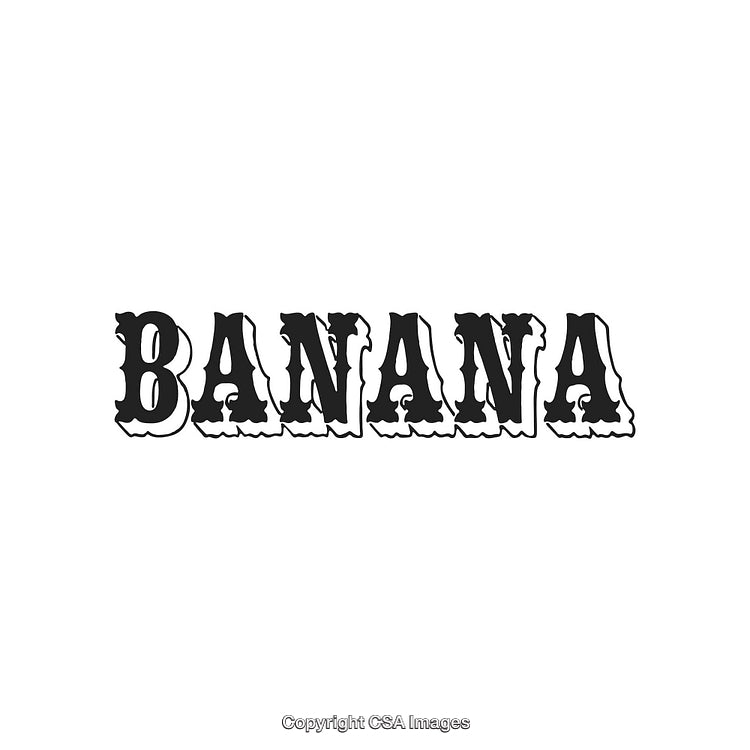 Vintage Decorative Text Featuring the Word 'Banana' in Bold Typography