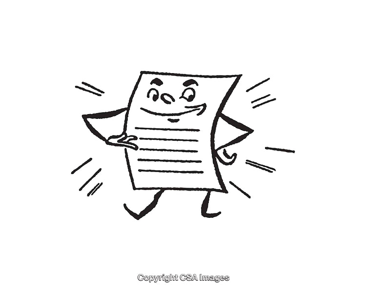 Whimsical Line Art Illustration of a Playful Document Character