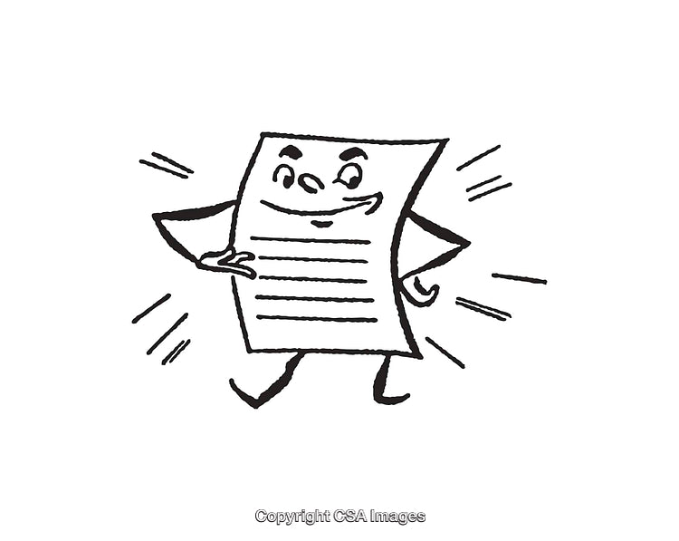 Whimsical Line Art Illustration of a Playful Document Character