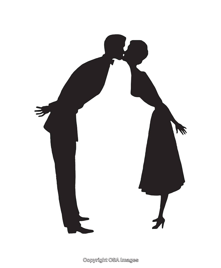 Silhouette of a Couple Sharing a Romantic Kiss in Elegant Pose